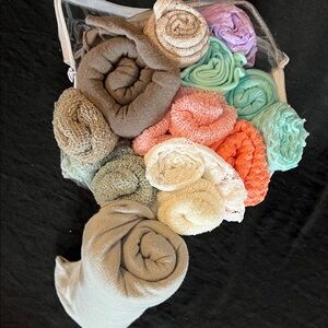Newborn Props baby wraps, lot of 13 random colors/ sizes/ textures